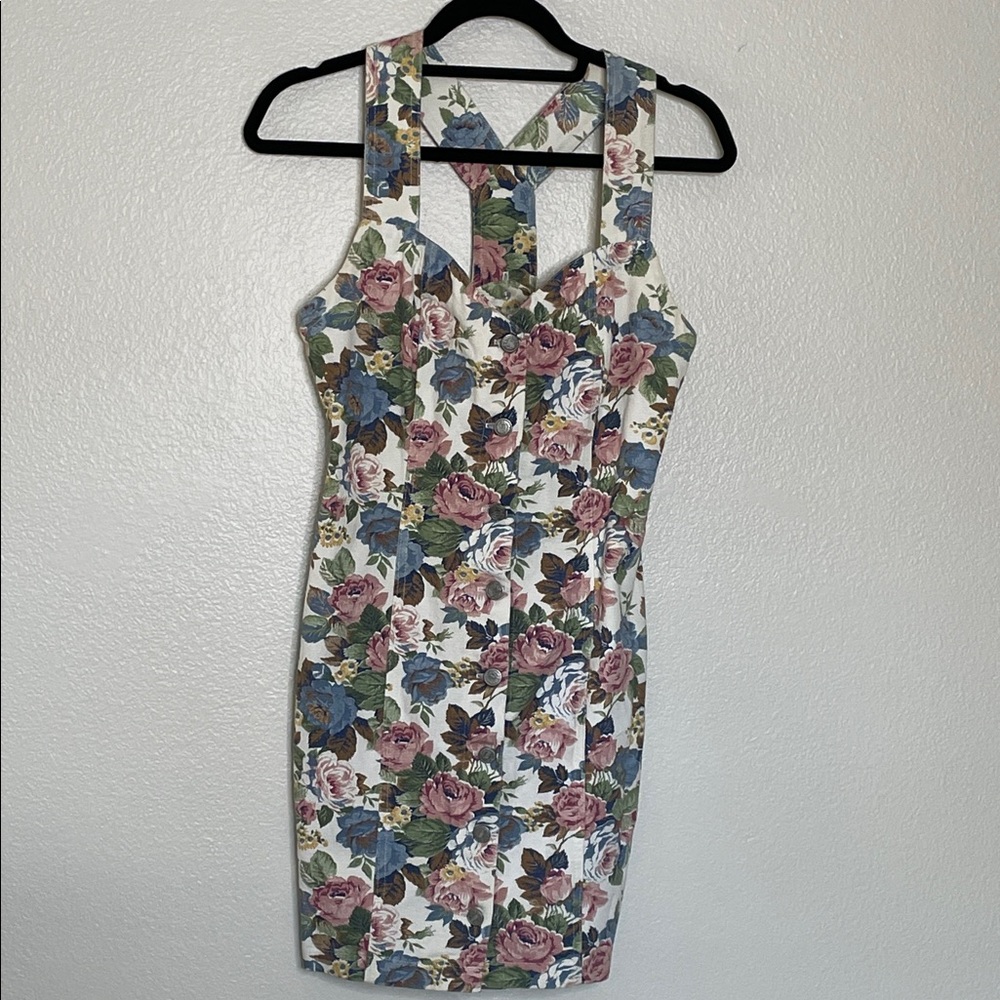 Floral Denim Sleeveless Dress Size 7